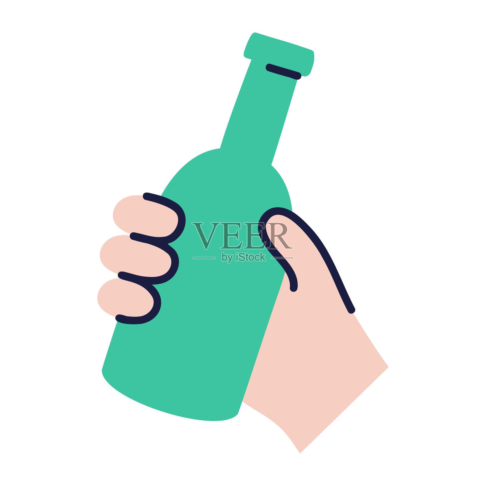 啤酒瓶、食品和饮料涂鸦。插画图片素材