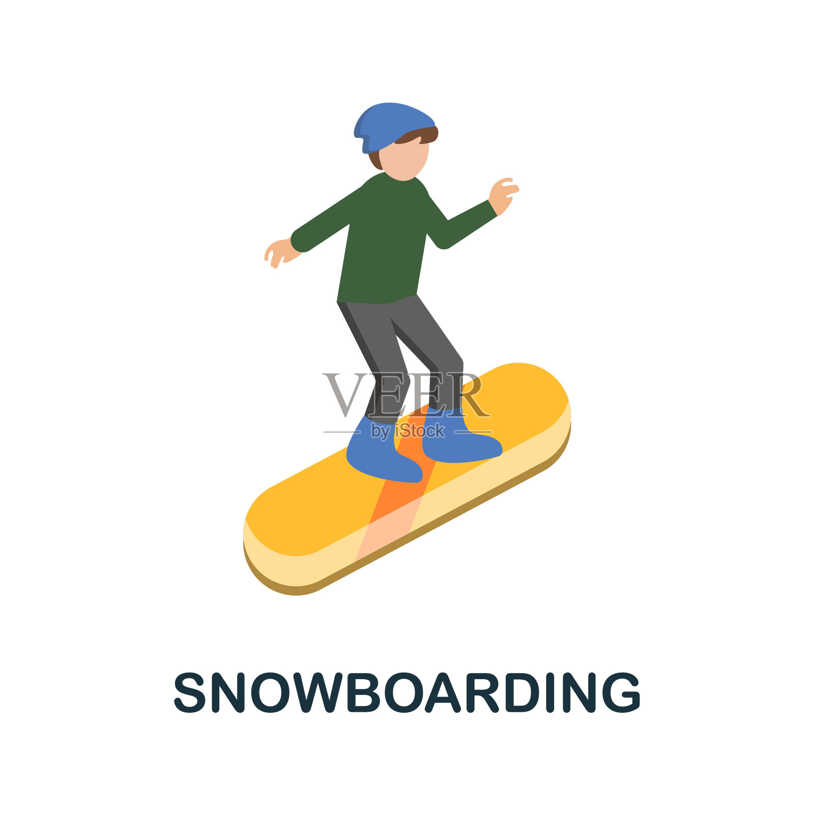 滑雪板平面图标彩色元素符号插画图片素材