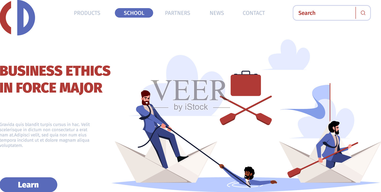 商务着陆导航字符在纸上插画图片素材