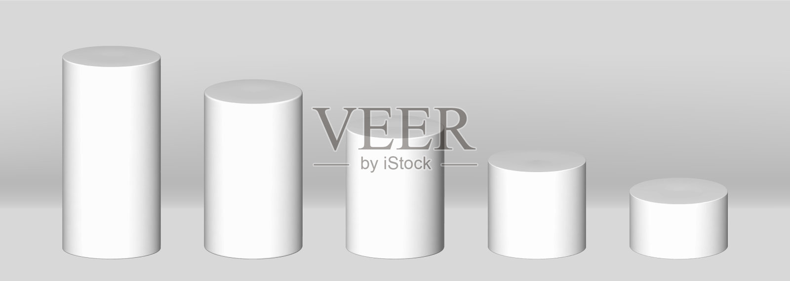 白色3d圆柱体集合与透视插画图片素材