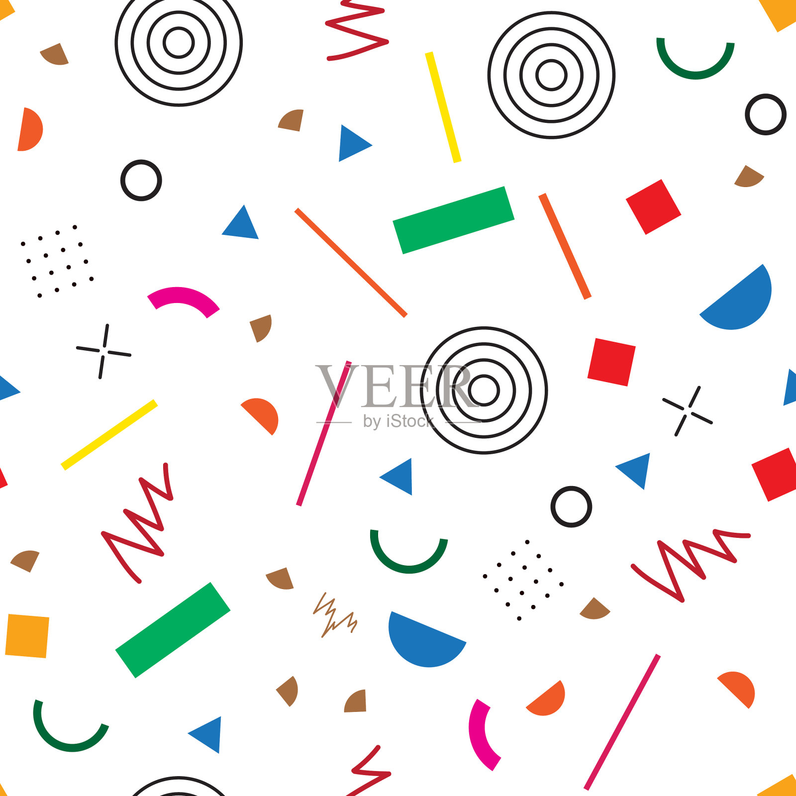 无缝模式与孟菲斯潮人风格插画图片素材