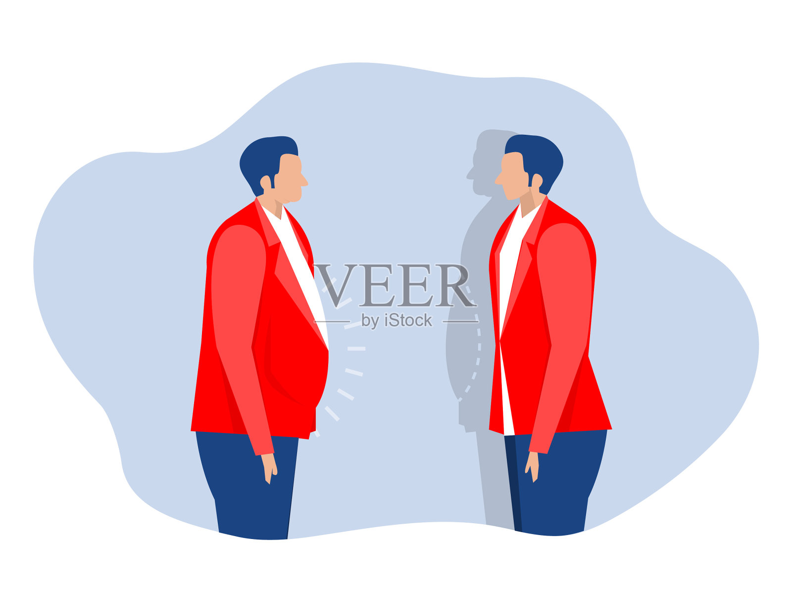 商人比较胖和苗条的男人之前和设计元素图片