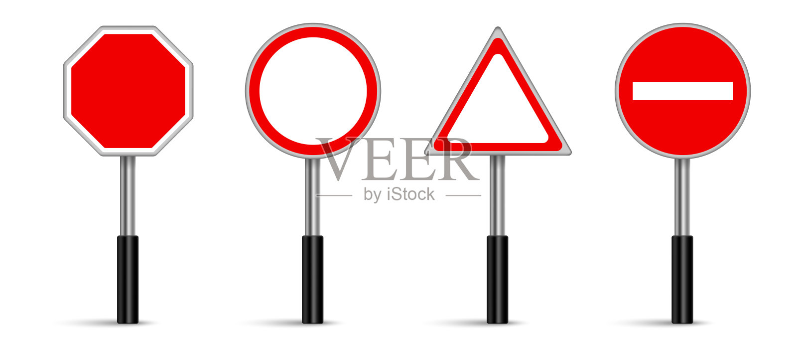 道路标志向量集，交通标志在白色背景设计元素图片