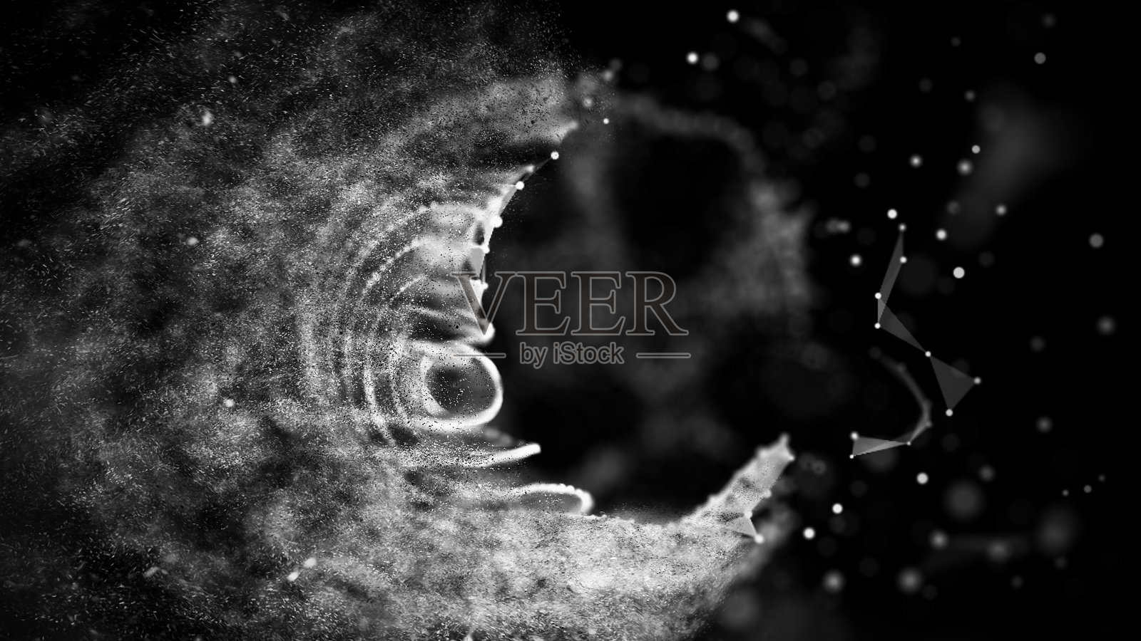 技术爆炸范围。带着混乱噪音的能量球。空间说明插画图片素材