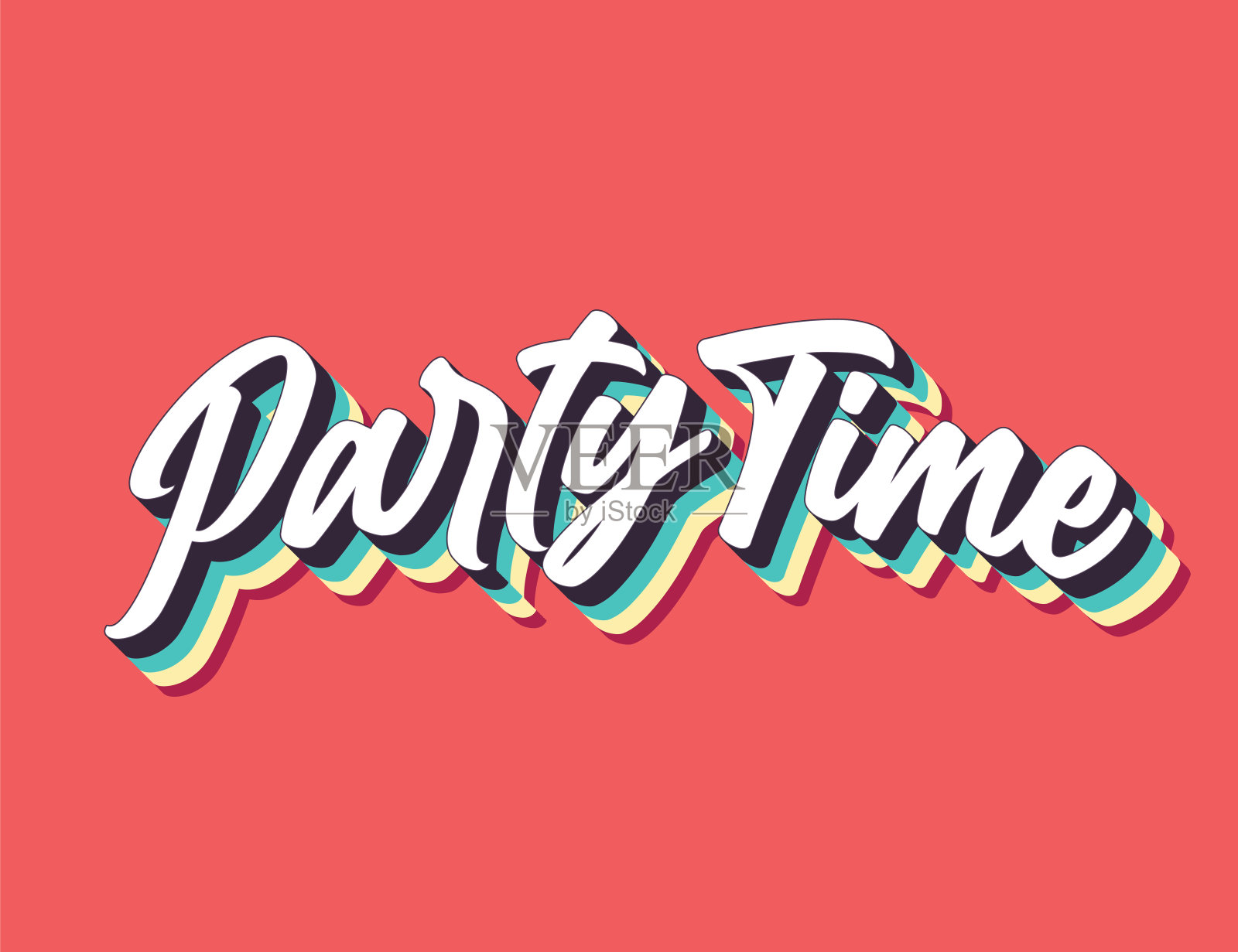 派对时间。复古字母股票矢量插图。复古的刻字。邀请或贺卡库存插图。插画图片素材