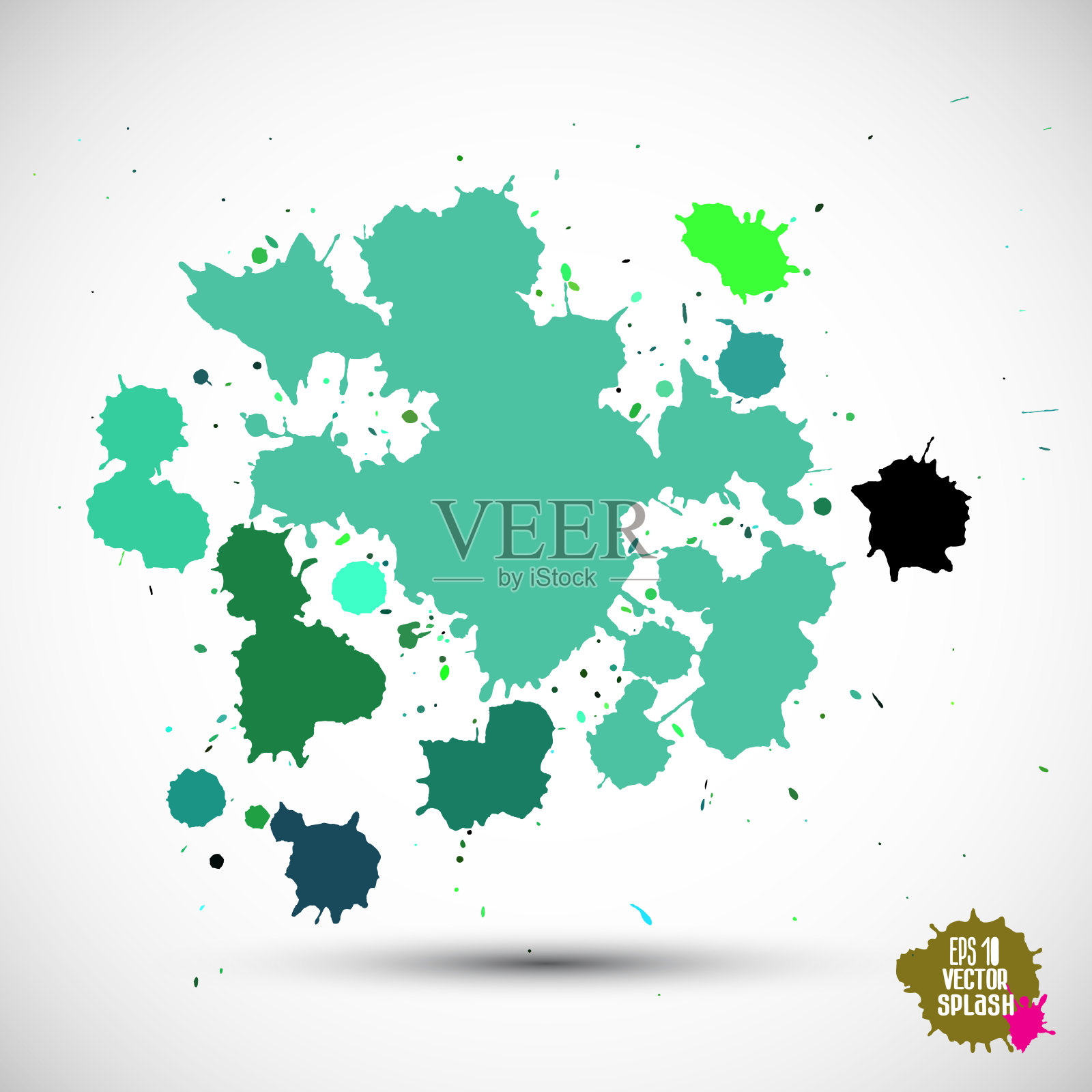 抽象艺术背景的水彩颜料飞溅，矢量插画图片素材