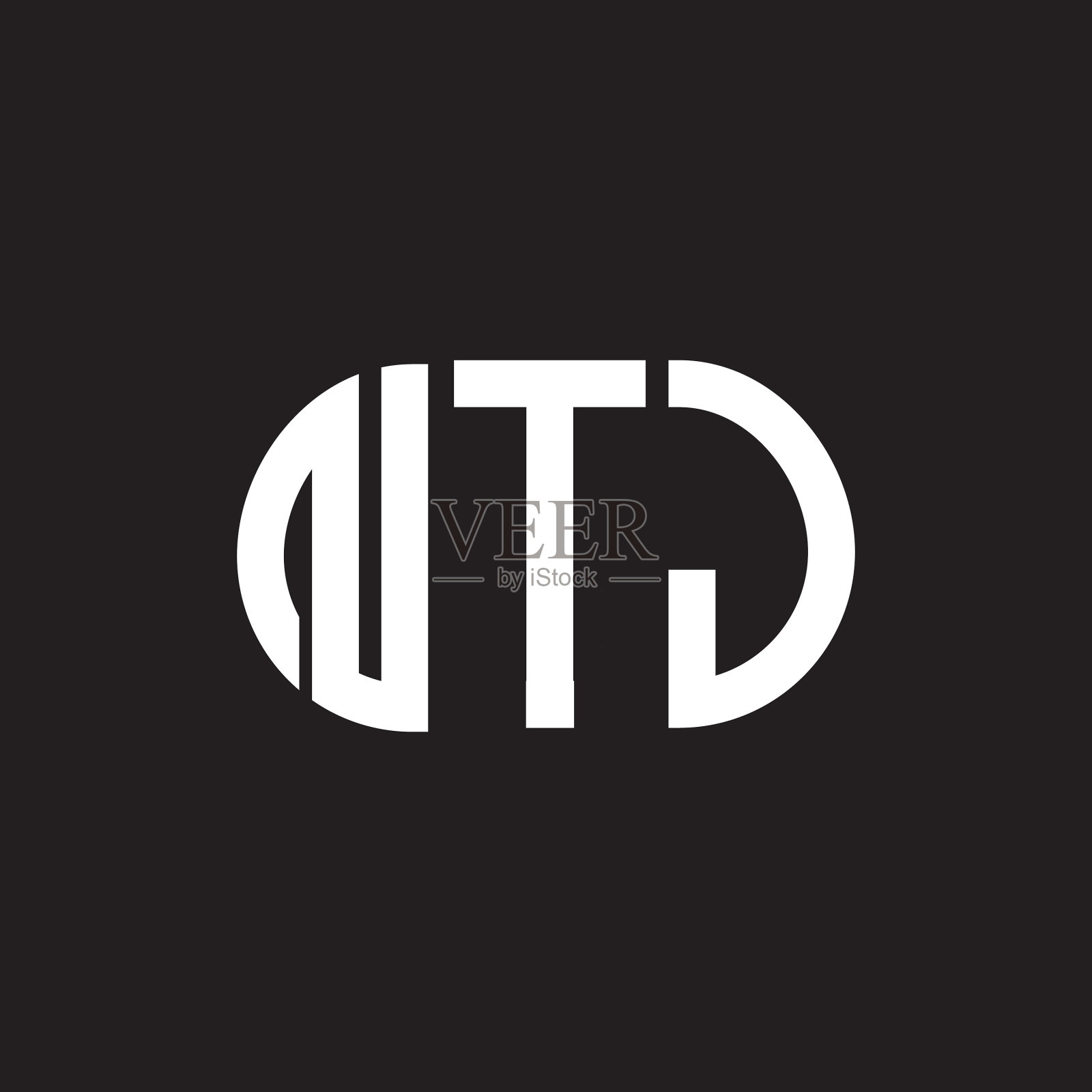 NTJ字母标志设计上的黑色背景NTJ插画图片素材