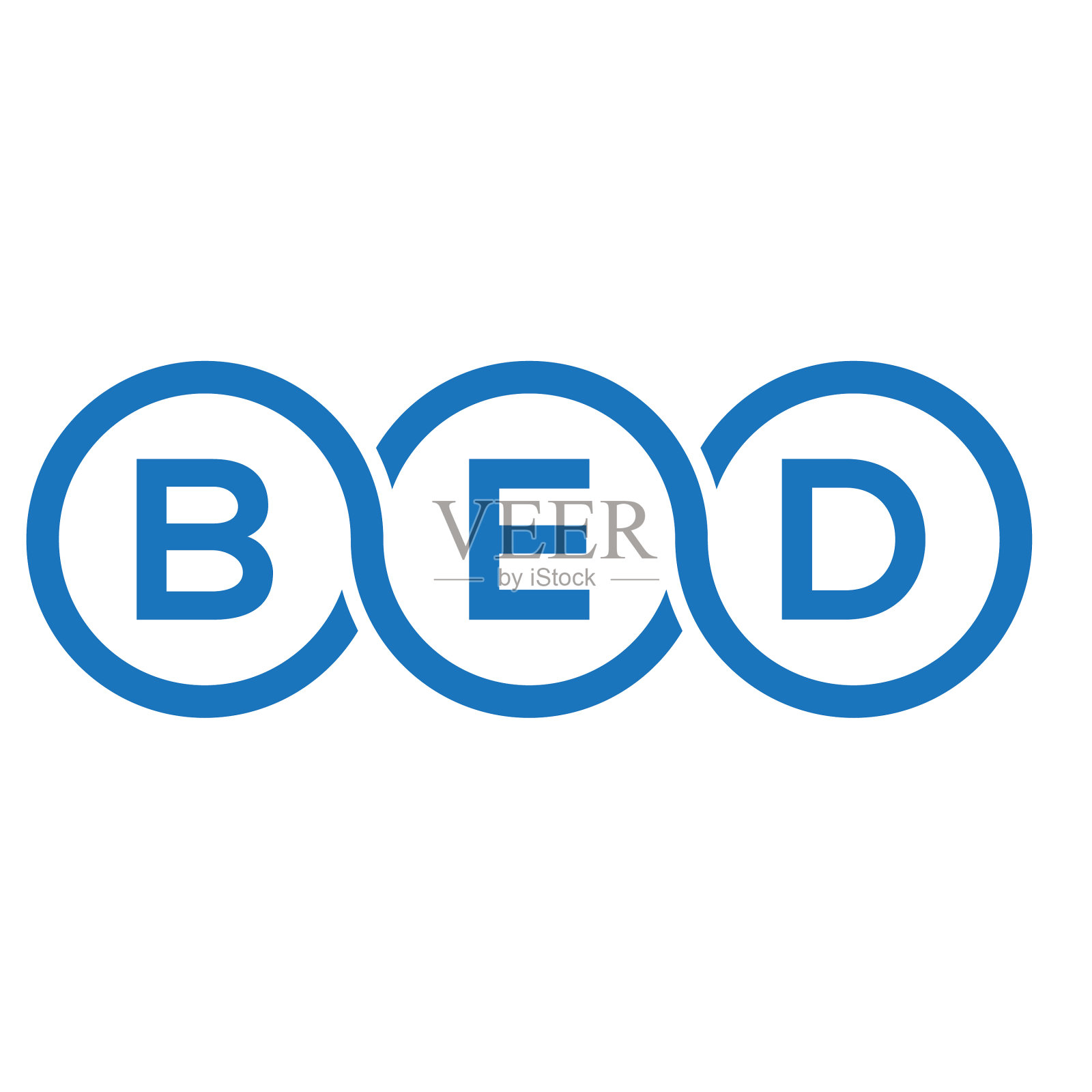 床上字母标志设计的白色背景床插画图片素材