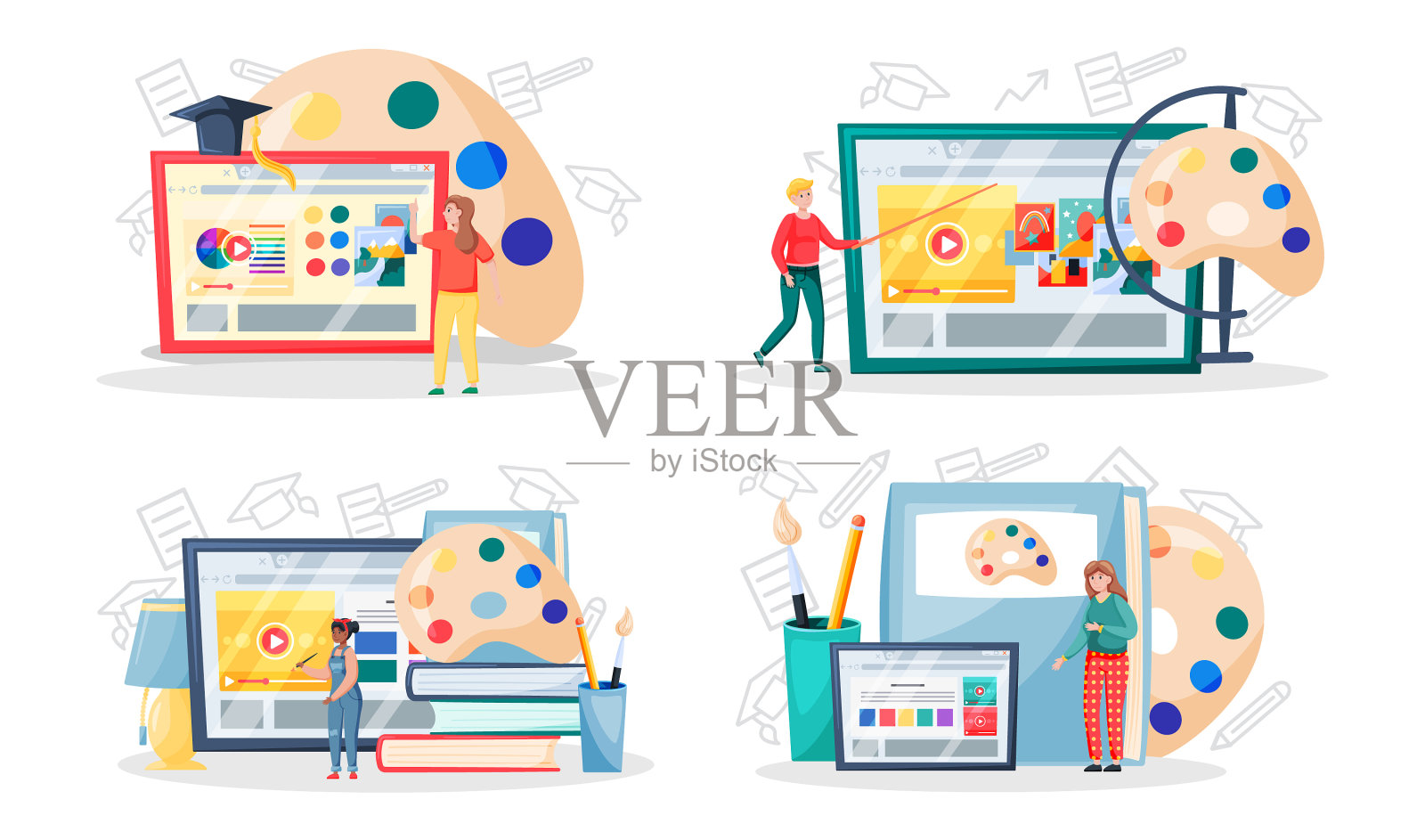 在线绘画工作坊概念艺术家插画图片素材