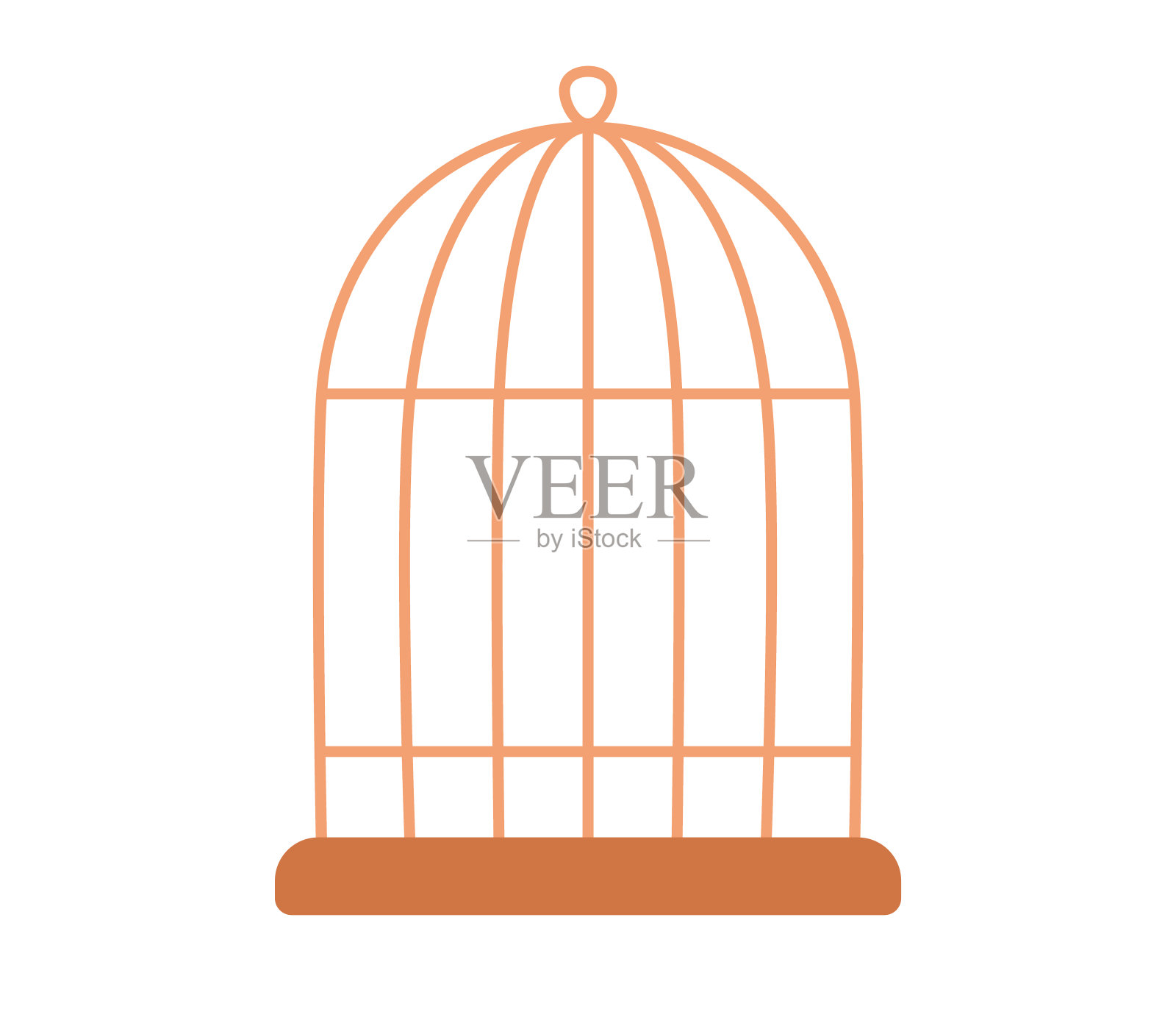 鸟笼图标。空鸟笼。矢量平面插图插画图片素材