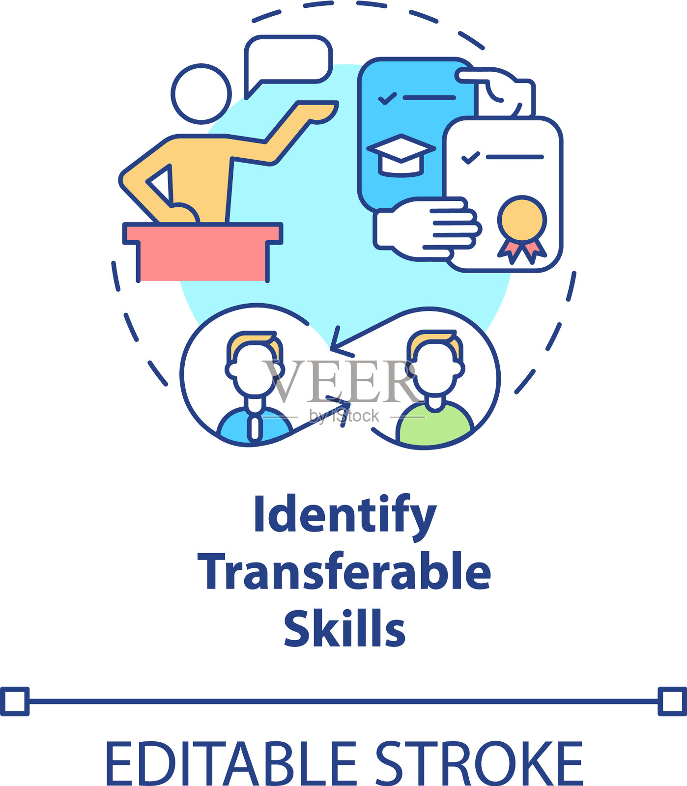 识别可转移技能概念图标插画图片素材