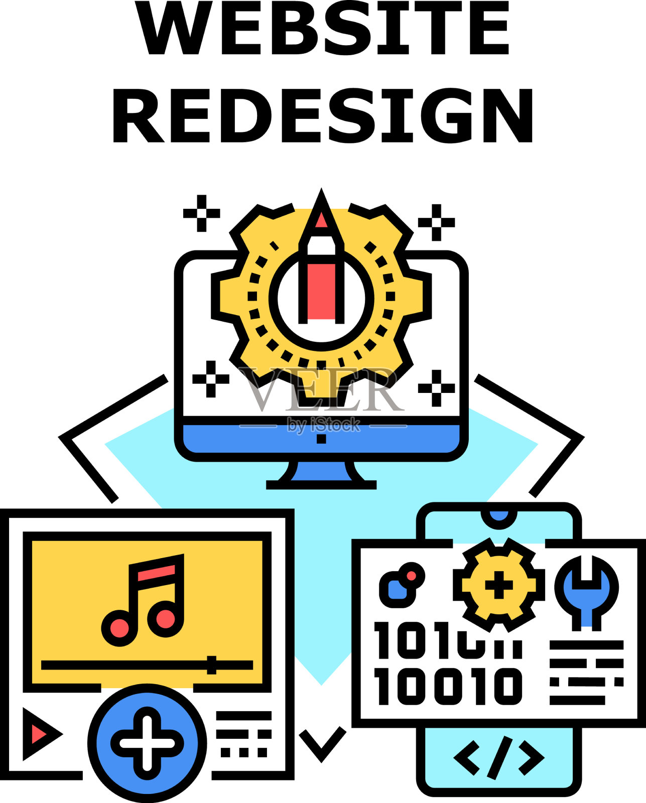 网站重新设计概念颜色插画图片素材