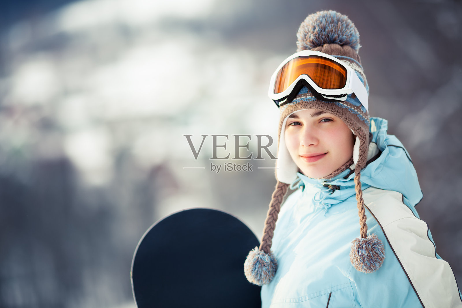 漂亮女滑雪照片摄影图片