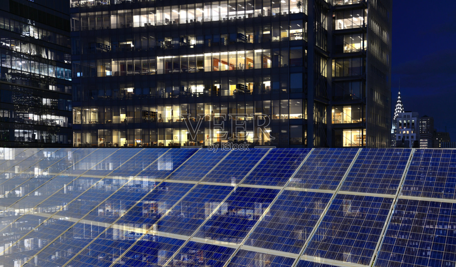 太阳能概念，纽约。照片摄影图片