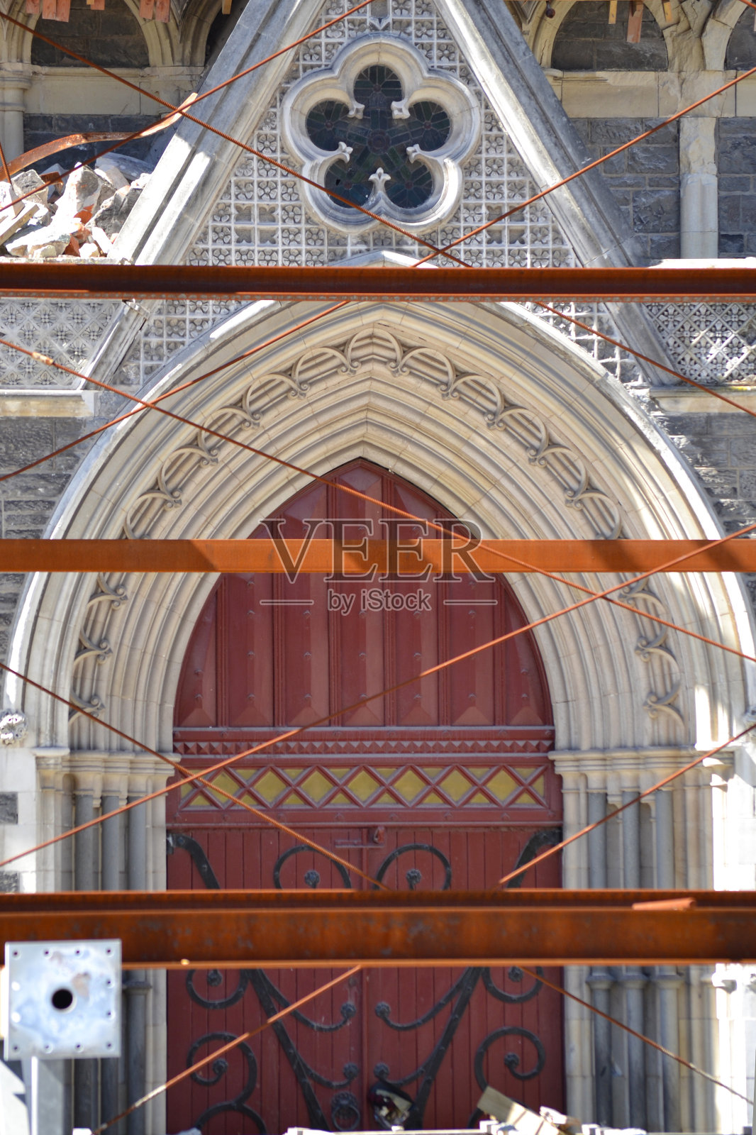 地震摧毁了新西兰克赖斯特彻奇的基督教堂照片摄影图片