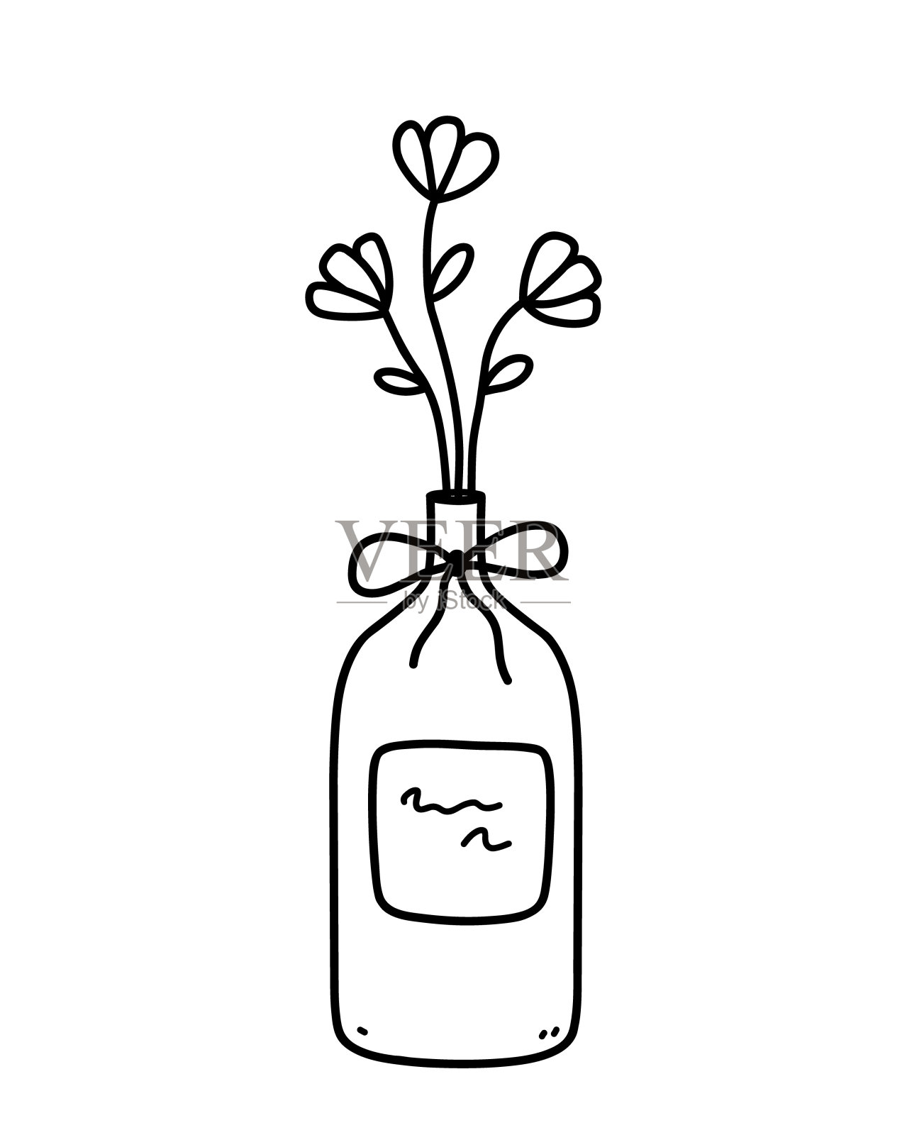 可爱的花在花瓶孤立在白色背景上。美丽的花束。矢量手绘插图在涂鸦风格。完美的卡片，装饰，标志。插画图片素材