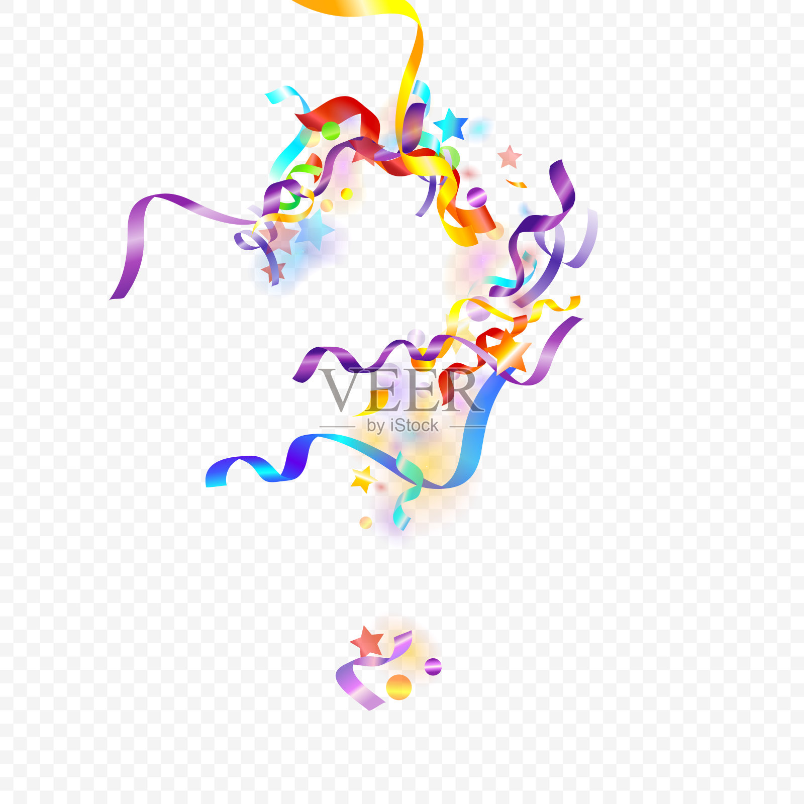 彩带彩带五彩缤纷，闪耀礼品插画图片素材