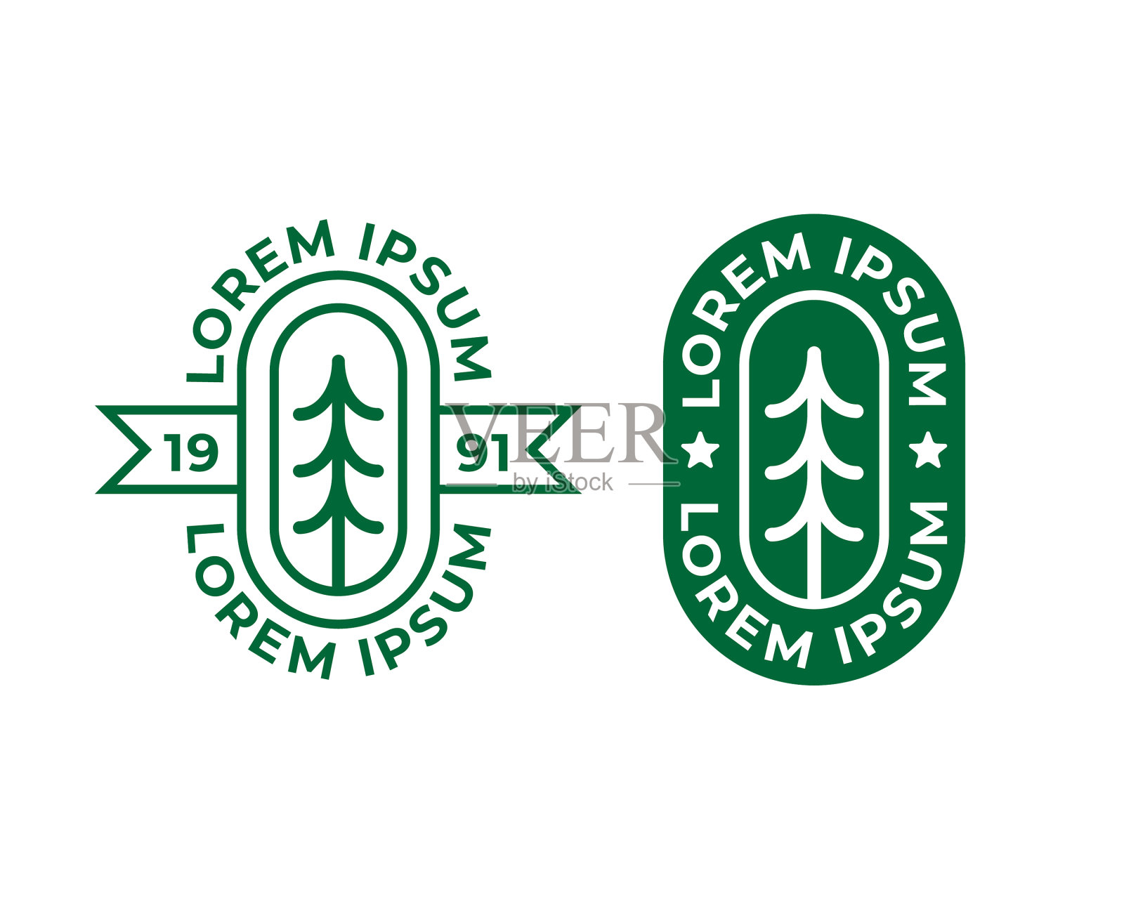 绿色简洁的松树标志标志设计元素图片