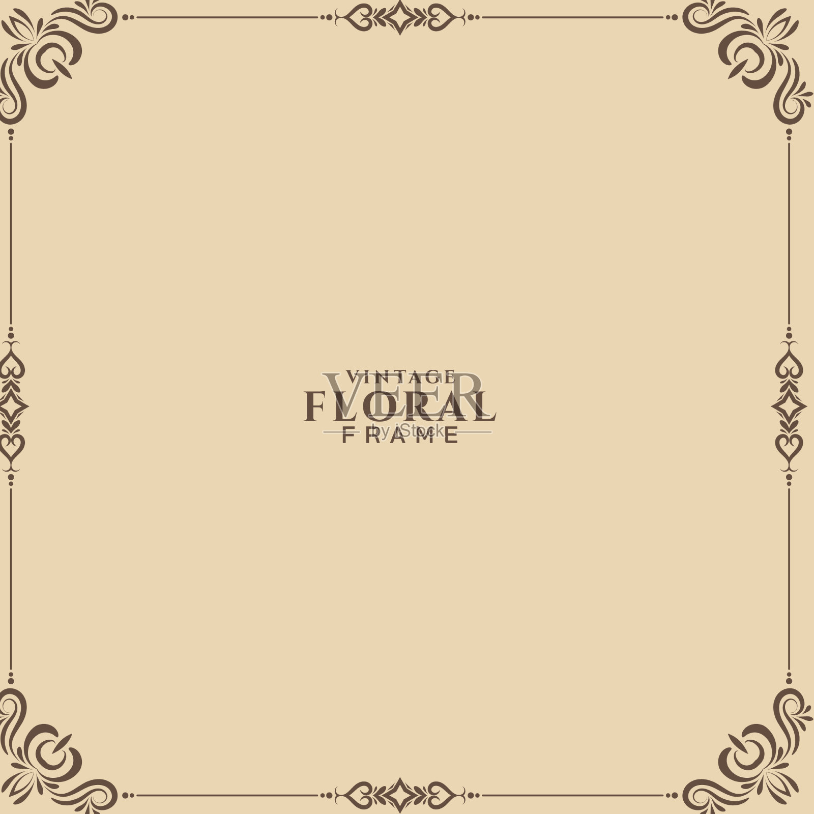 美丽的复古花架背景设计插画图片素材