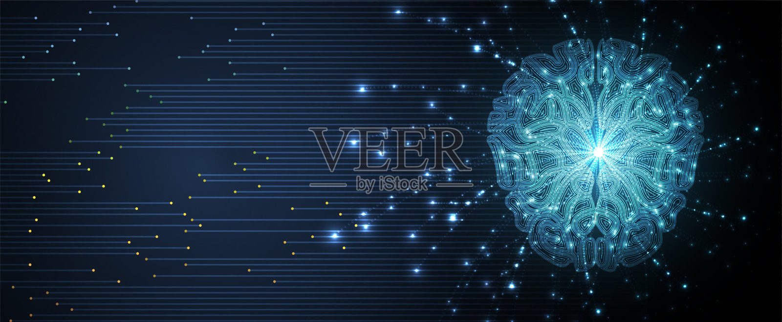 抽象的人工智能。云计算。机器学习。网络技术背景。虚拟的概念插画图片素材