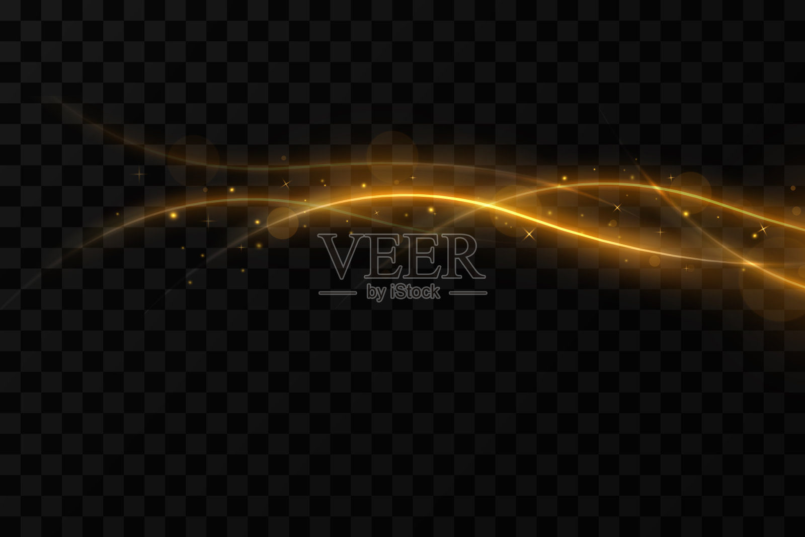 金色波浪光线背景。插画图片素材