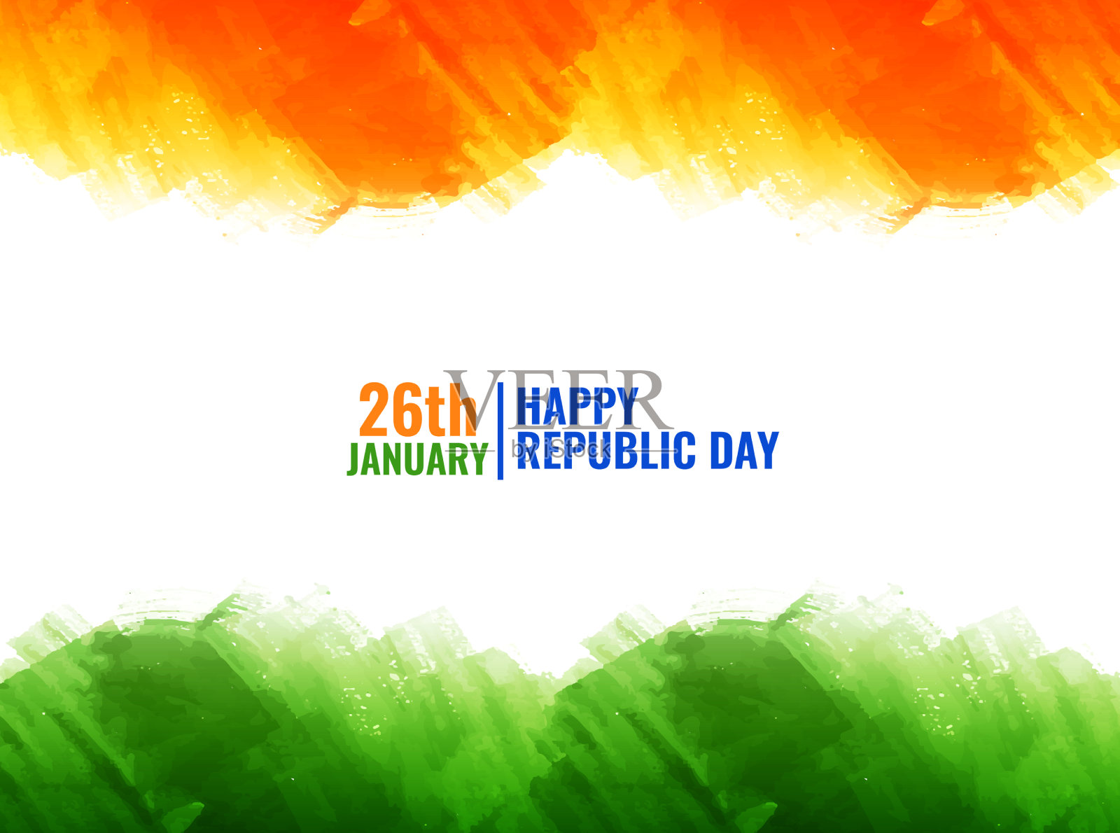 印度共和国日三色主题水彩画插画图片素材