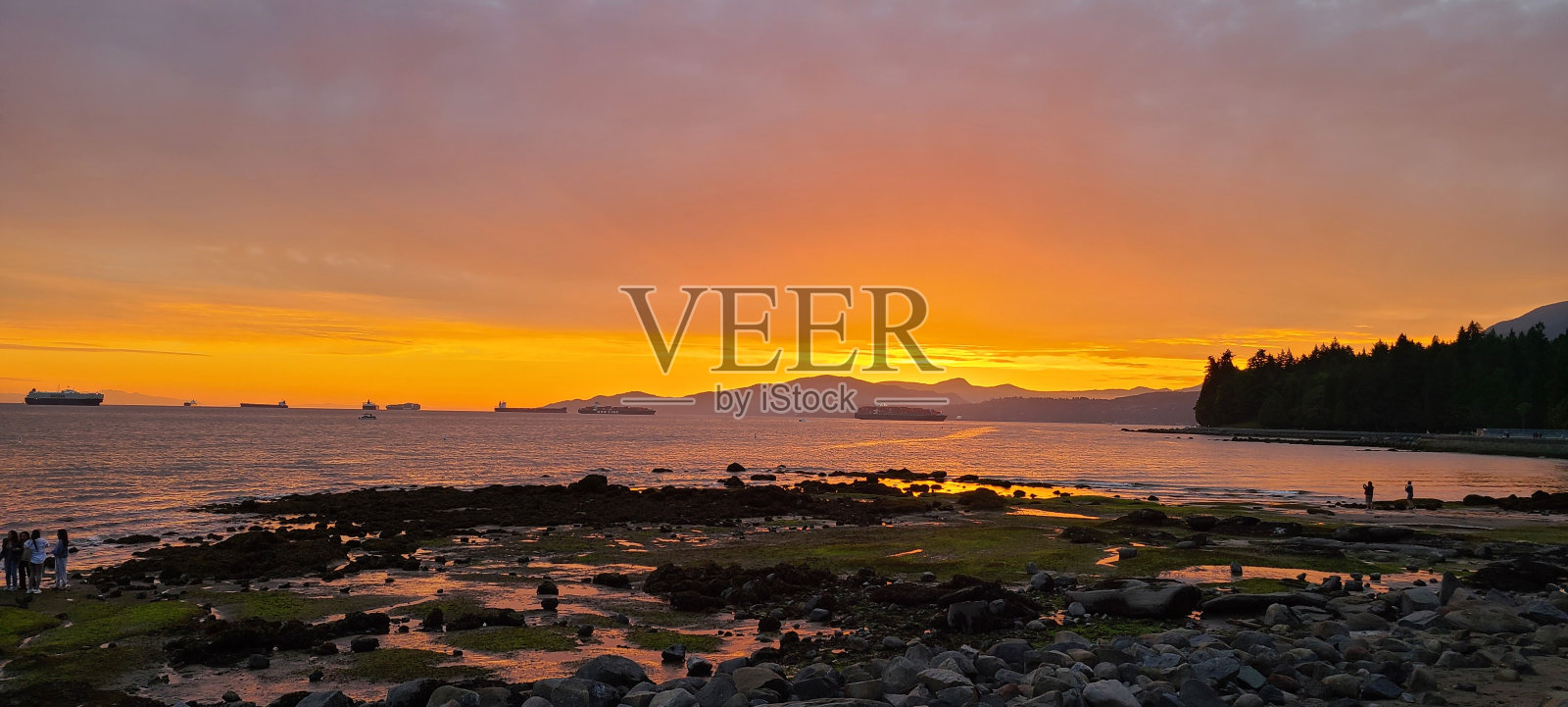 在英国湾海滩拍摄的黄昏照片照片摄影图片