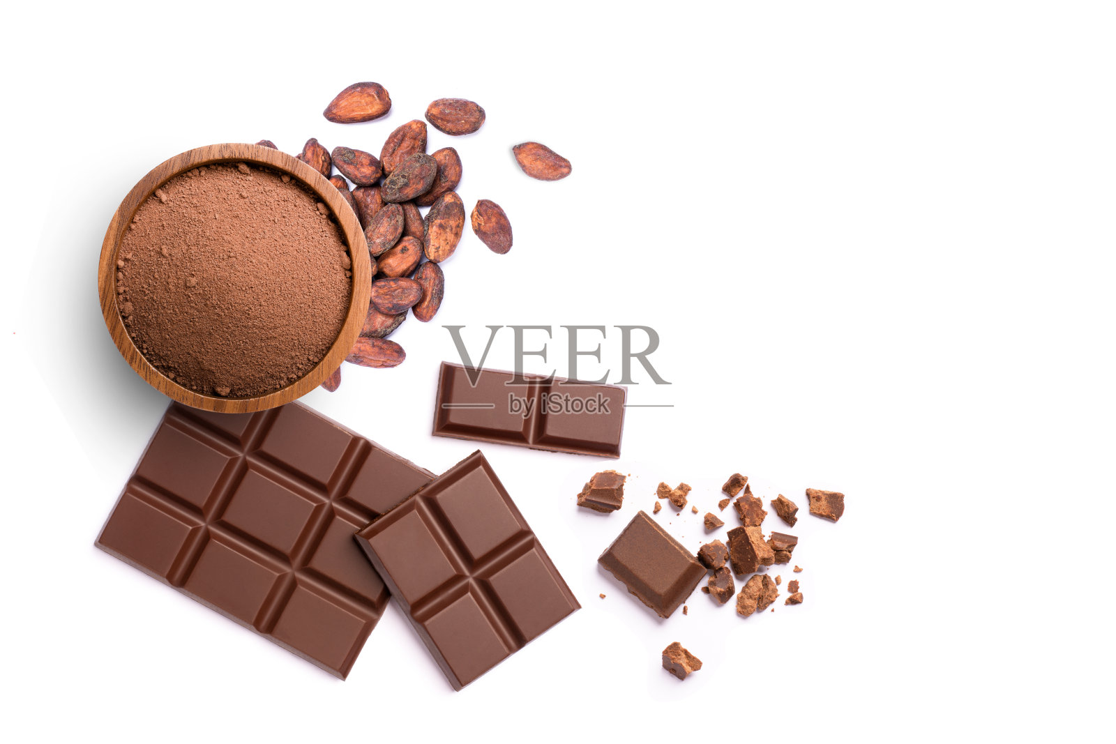 可可粉配巧克力棒照片摄影图片