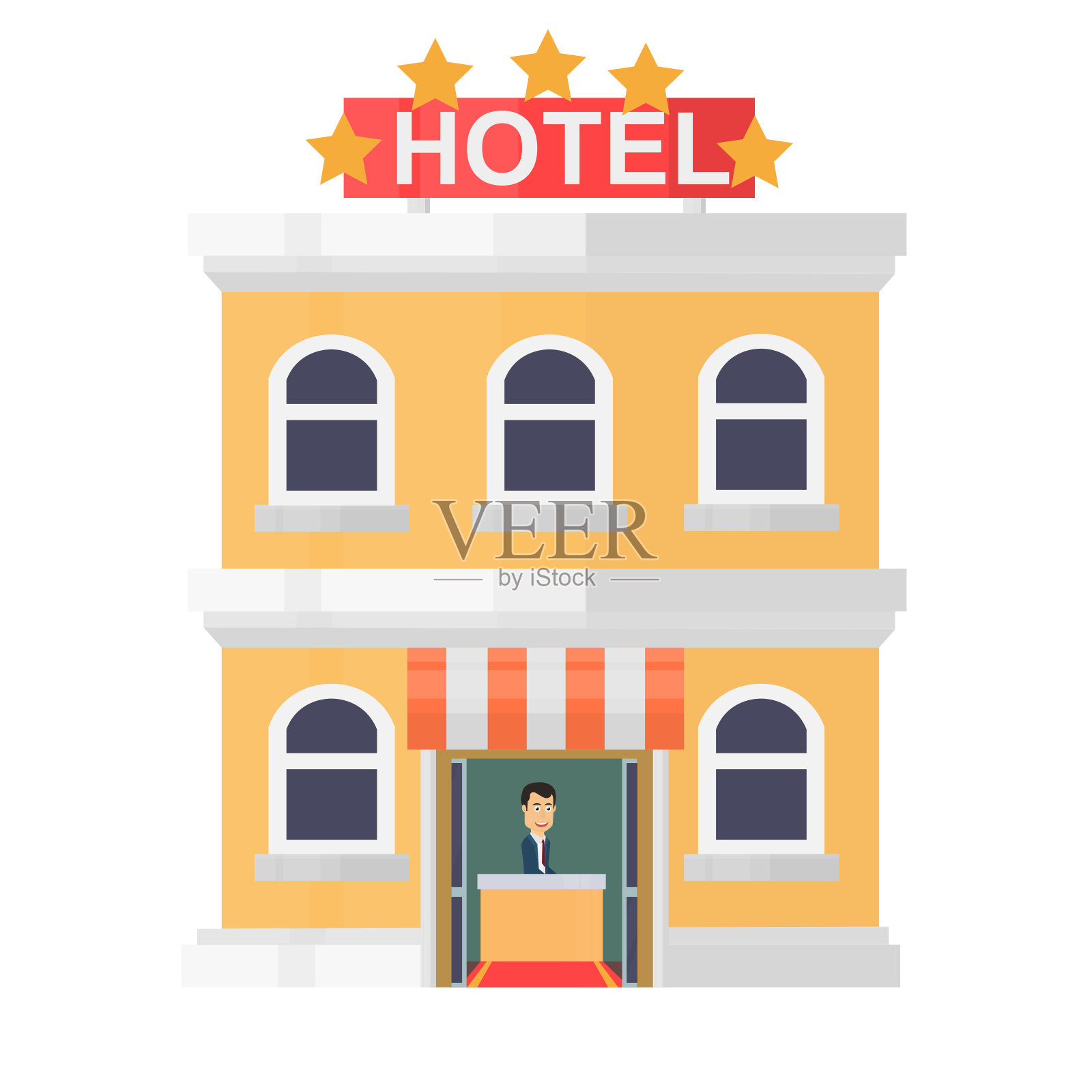 酒店建筑。五星级酒店插画图片素材