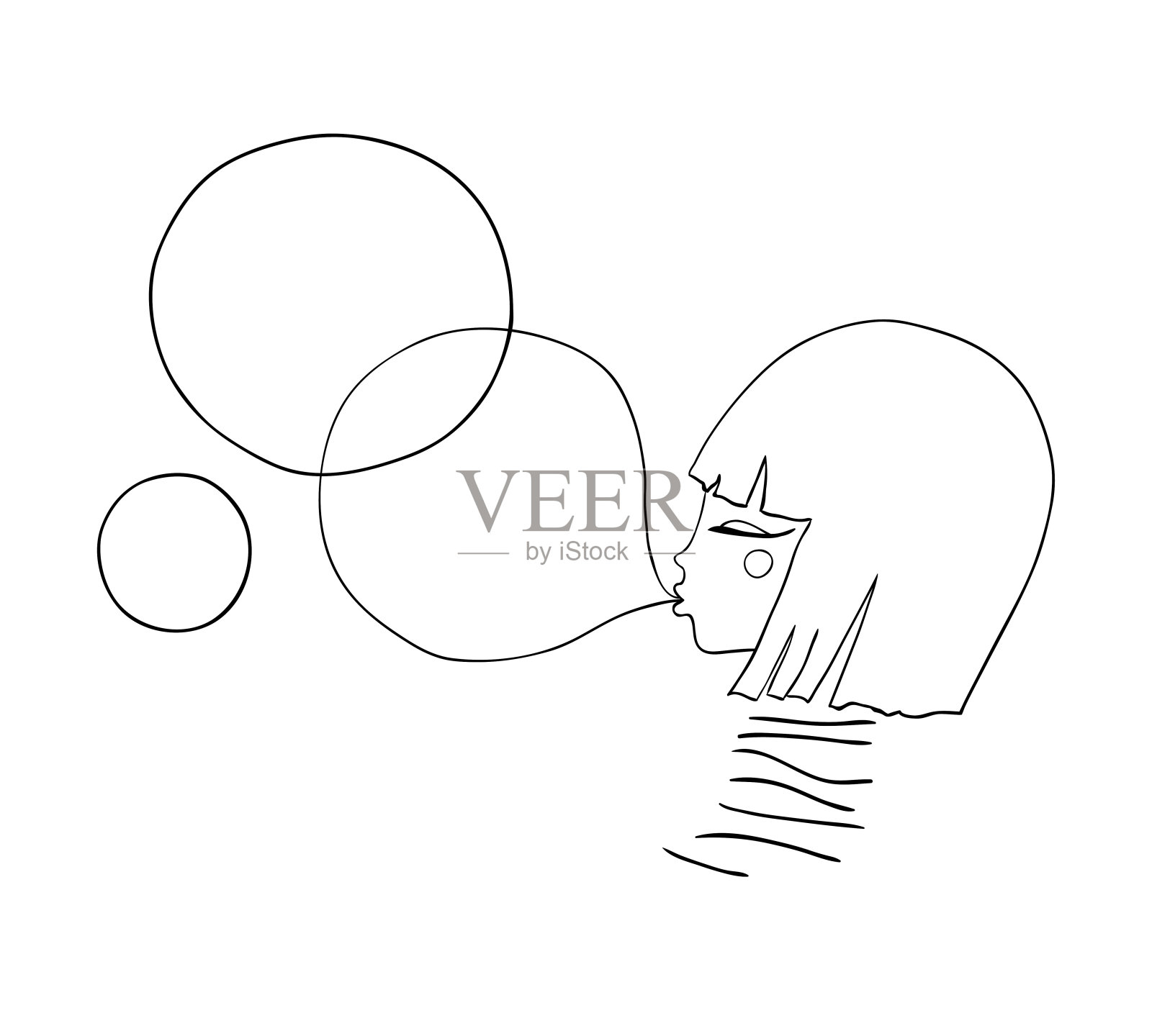 女孩吹泡泡糖插画图片素材