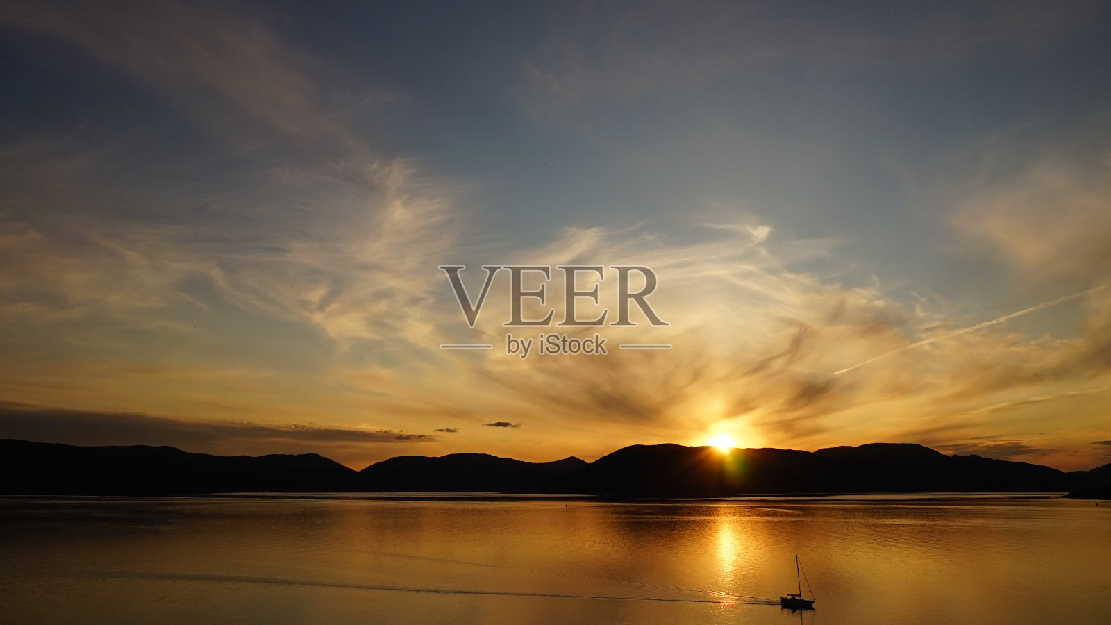 黄金时间，克莱德河。照片摄影图片