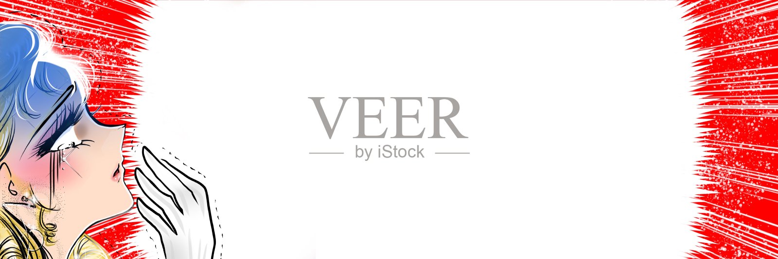 70年代的少女漫画插图，美丽的金发公主谁变得苍白与震惊插画图片素材