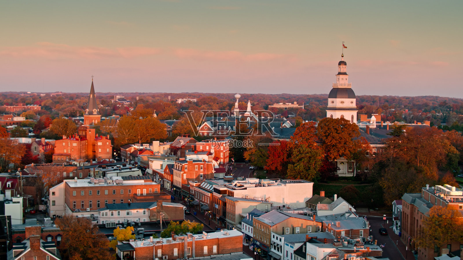 日出在安纳波利斯，马里兰州-无人机射击照片摄影图片