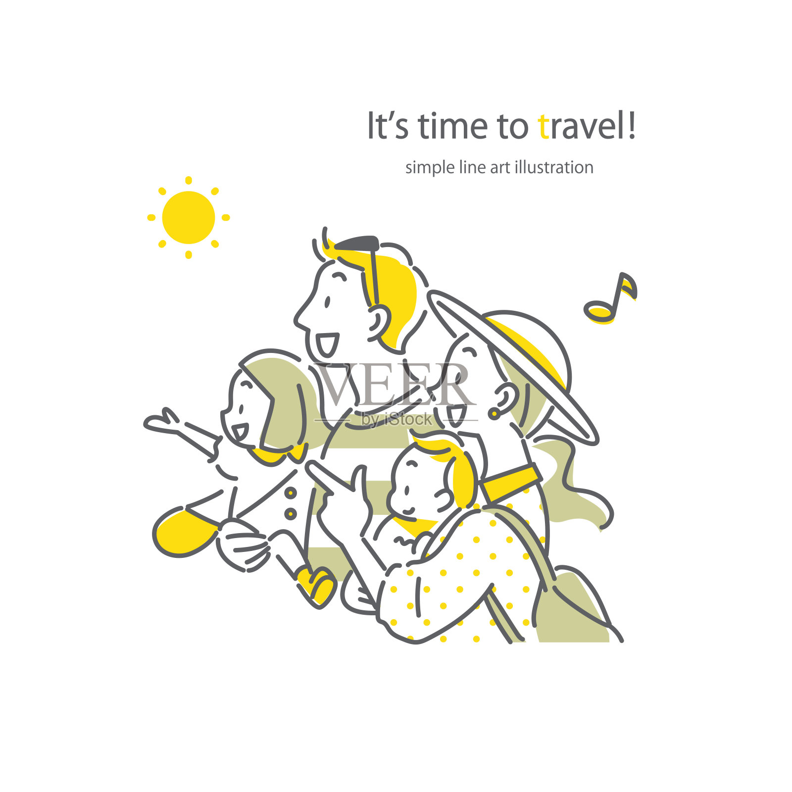 一家人一起享受旅行插画图片素材