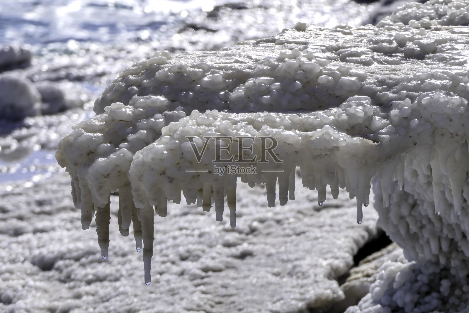 死海盐晶钟乳石特写照片摄影图片