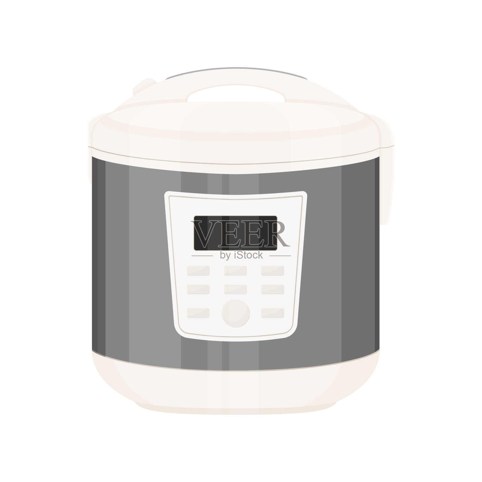 多炊具家用电器孤立在白色背景上。高压锅，用于在压力下烹饪食物。平面设计插画图片素材