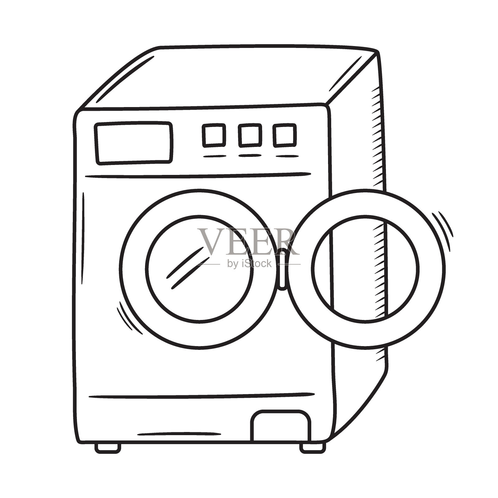洗衣机的轮廓涂鸦图标插画图片素材