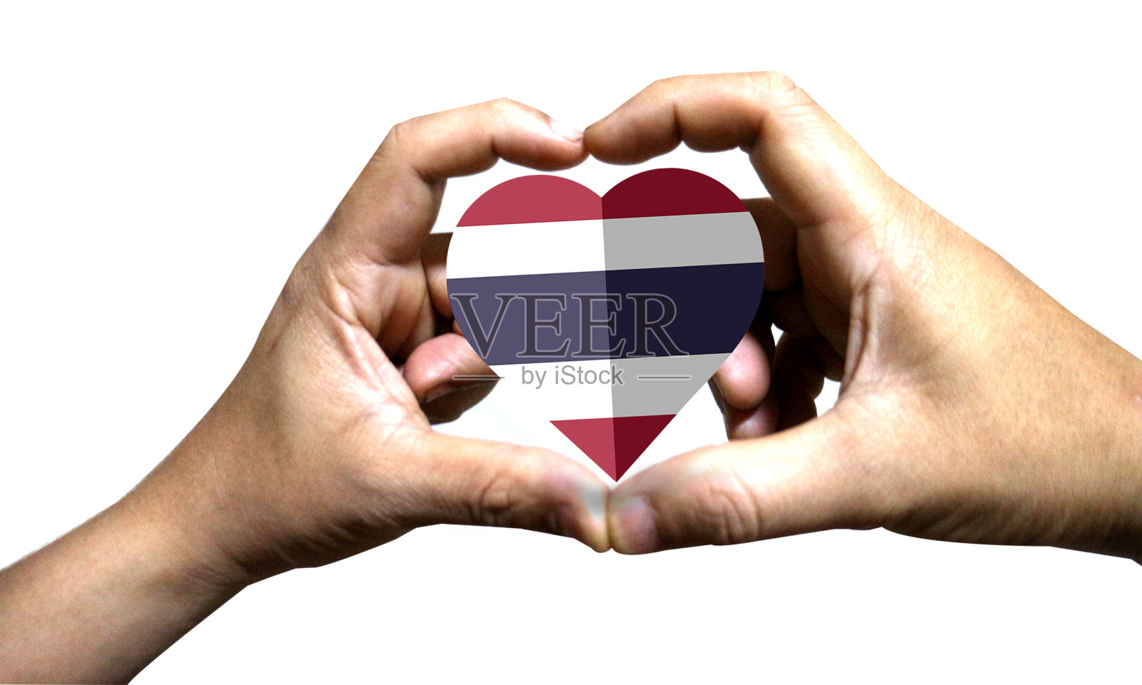 手表明立场。心形的。站在泰国。照片摄影图片