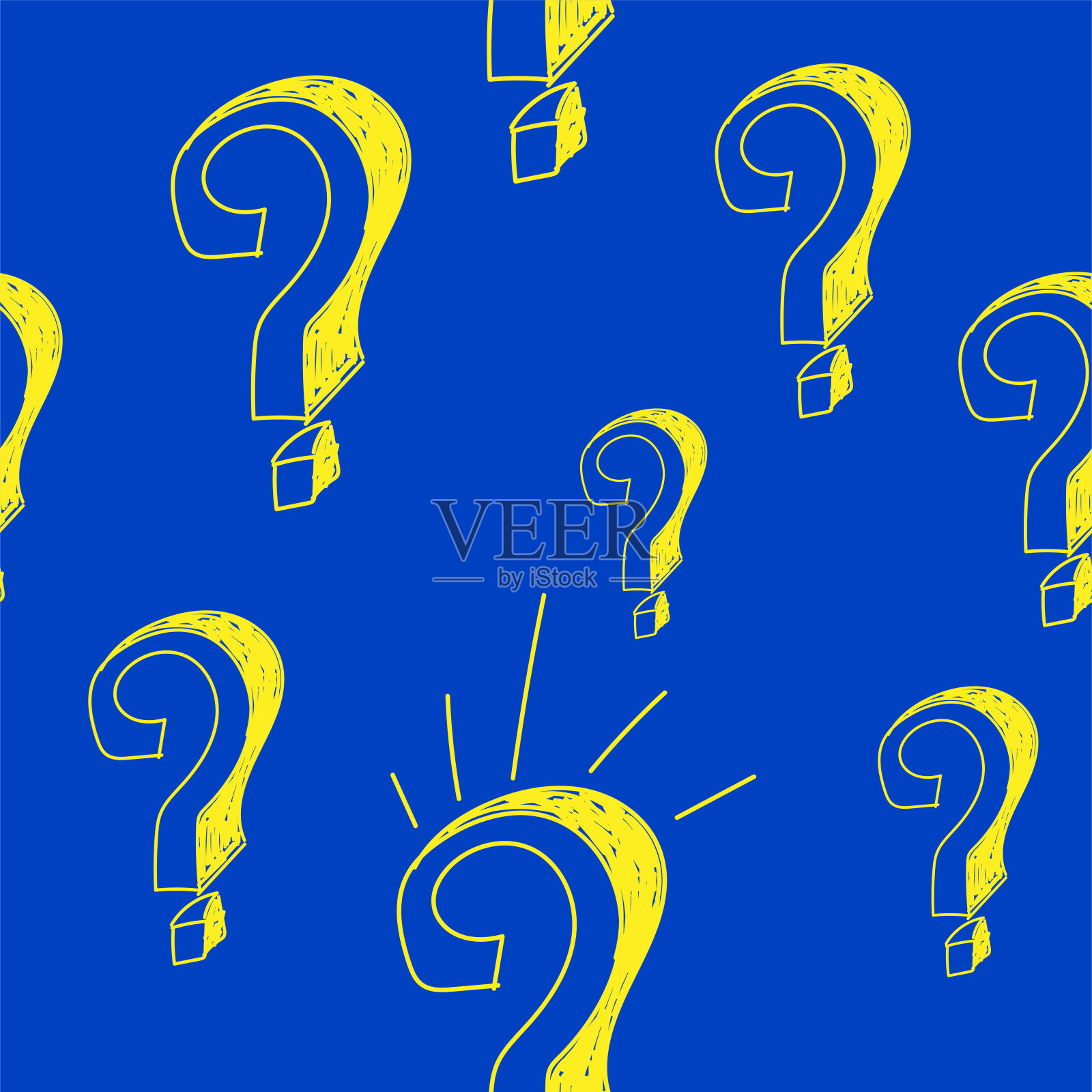 矢量插图。3d问号无缝图案。无缝向量模式与手绘的问号。枯燥乏味的潮人的背景。手绘标点符号。插画图片素材