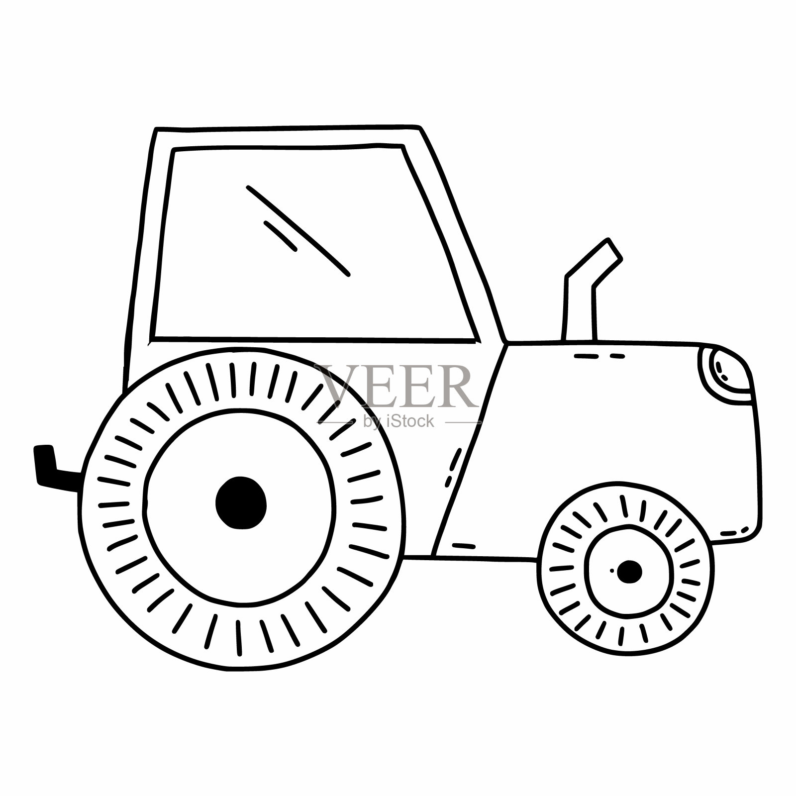 拖拉机。矢量插图涂鸦。农用设备。插画图片素材