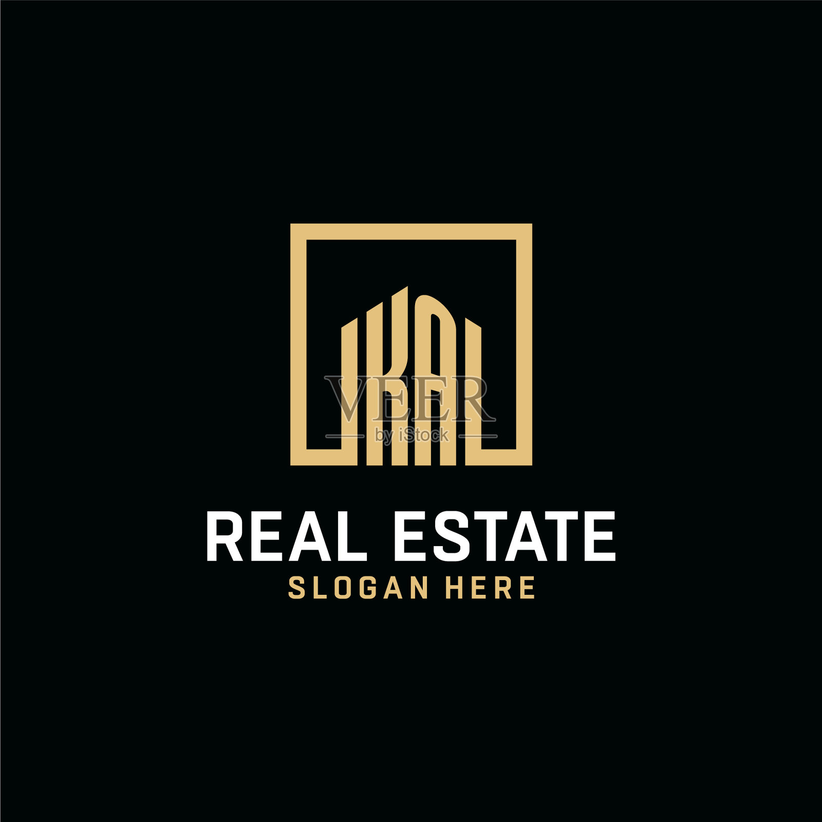 卡首字母组合标志设计与正方形形状插画图片素材