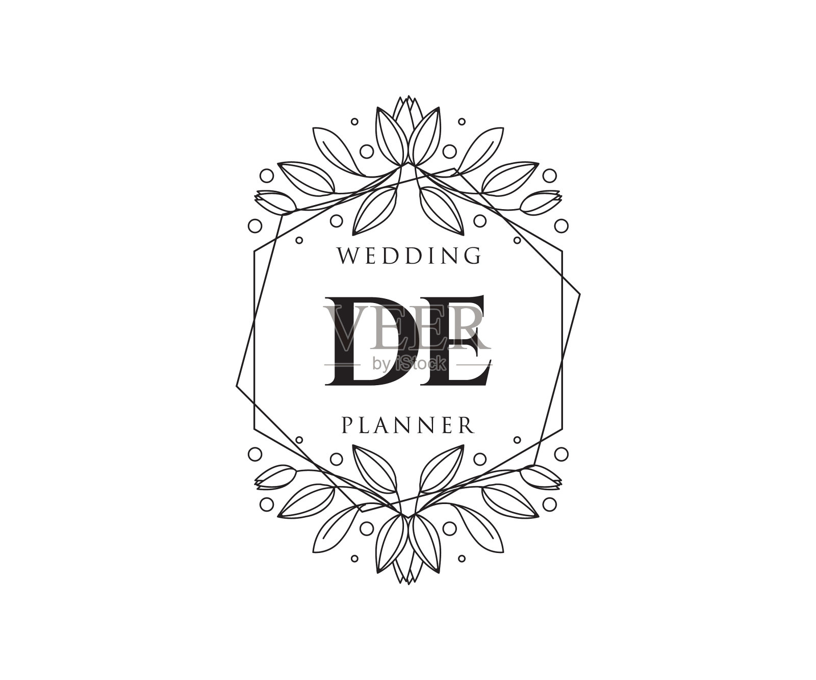 婚礼标志的首字母缩写字母设计元素图片