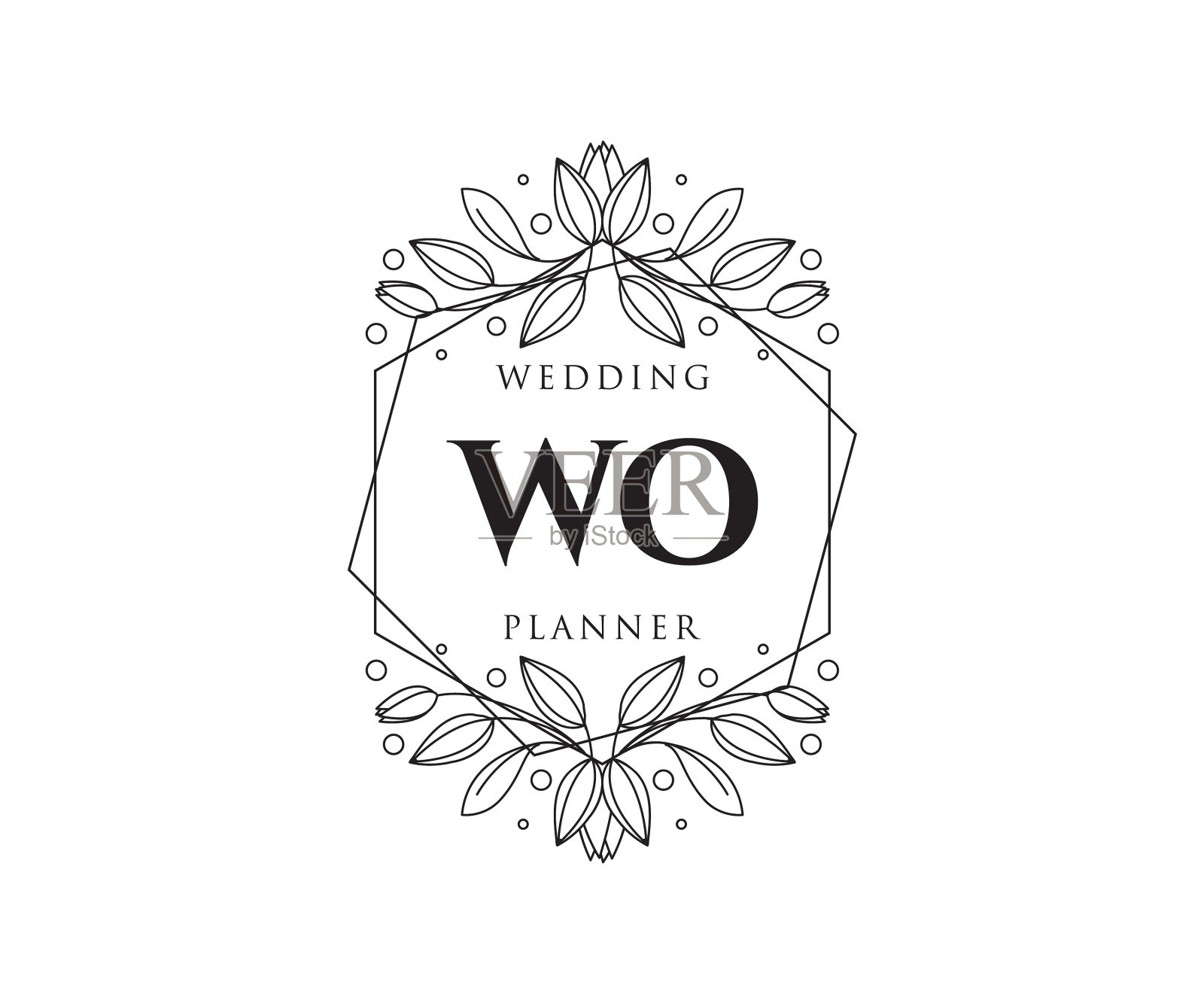 婚礼徽标的首字母缩写设计元素图片