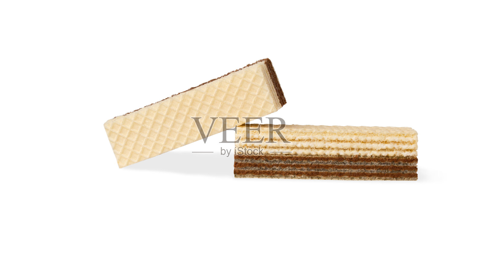 巧克力和奶油夹心威化孤立在白色背景上照片摄影图片