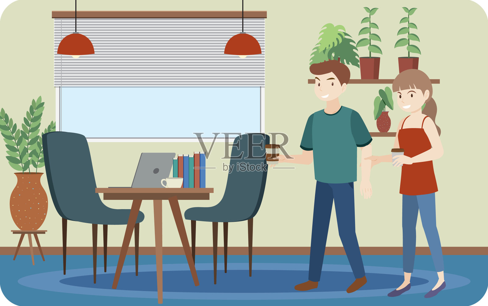 团队合作业务，在办公室相互交谈插画图片素材