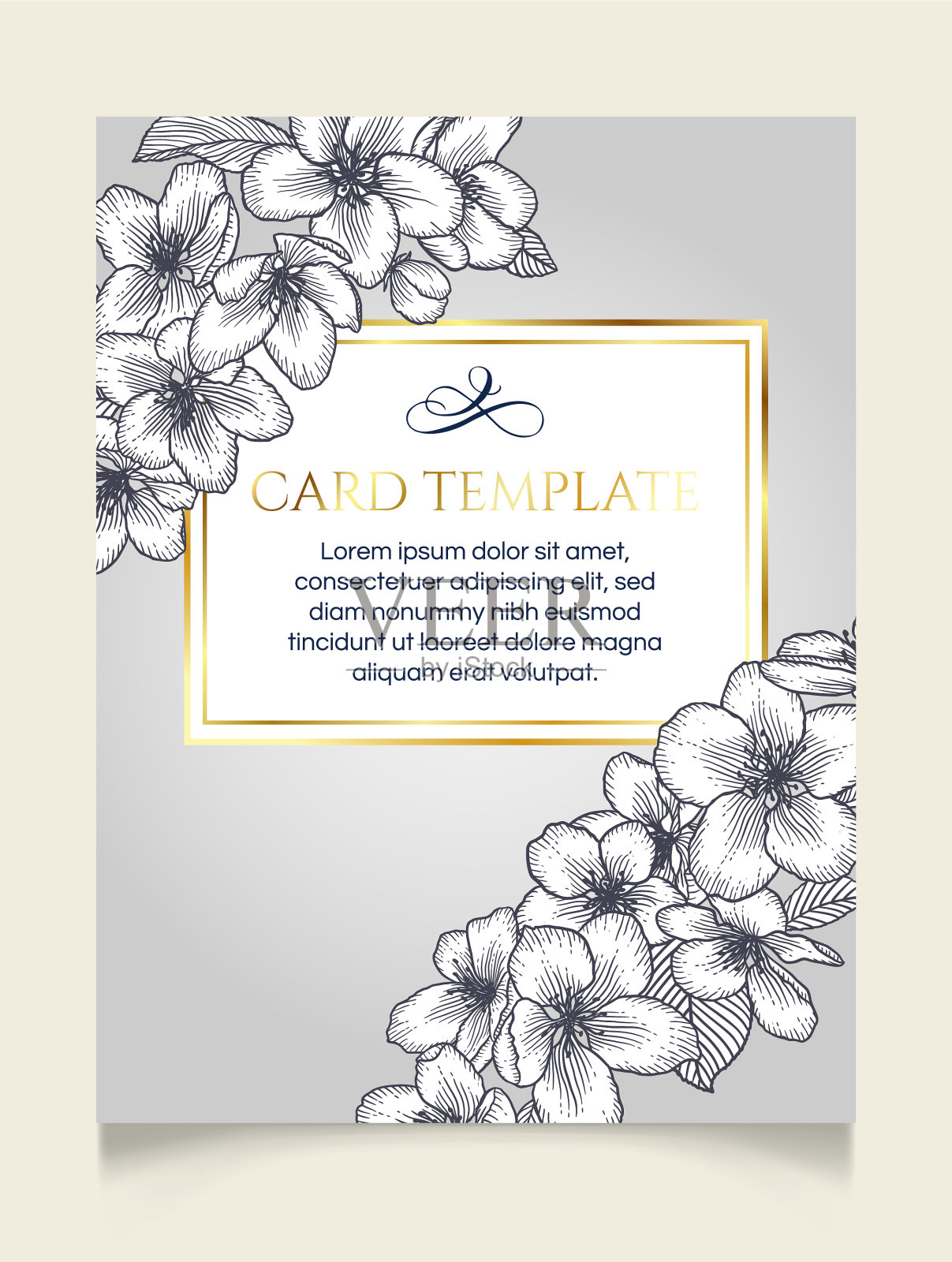 花卉婚礼邀请优雅的卡片模板插画图片素材