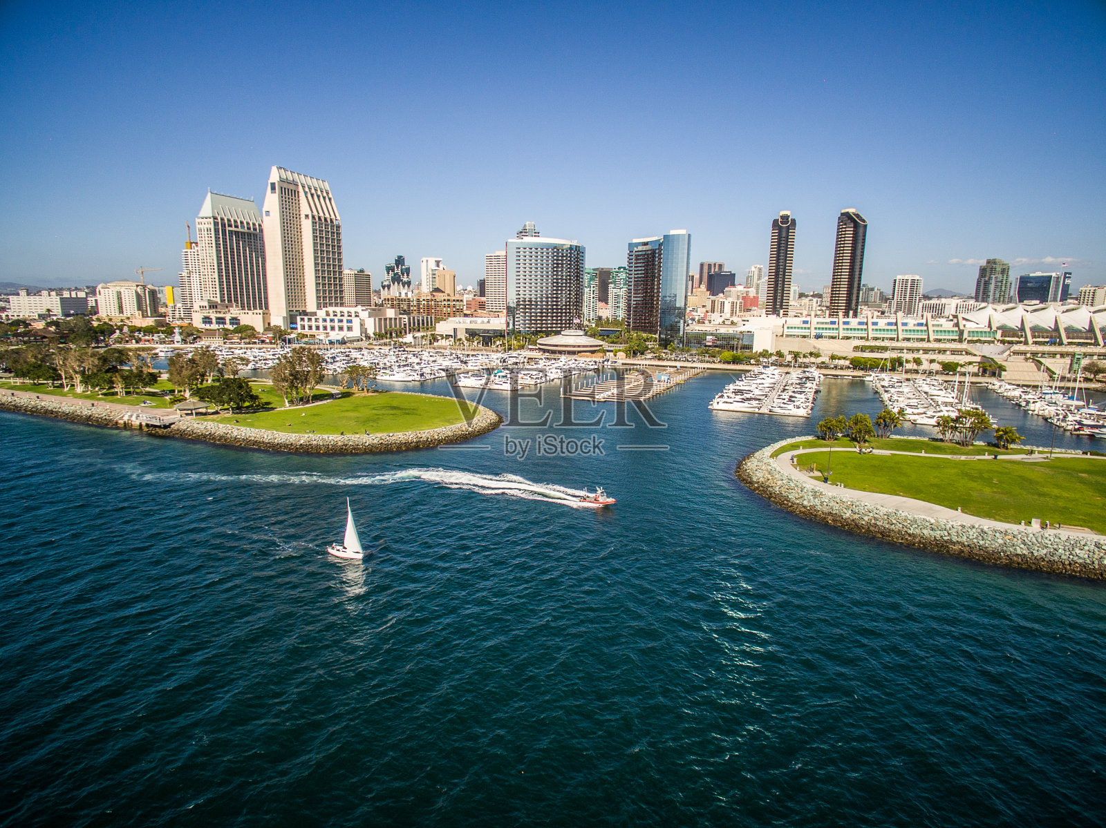 圣地亚哥港的鸟瞰图照片摄影图片