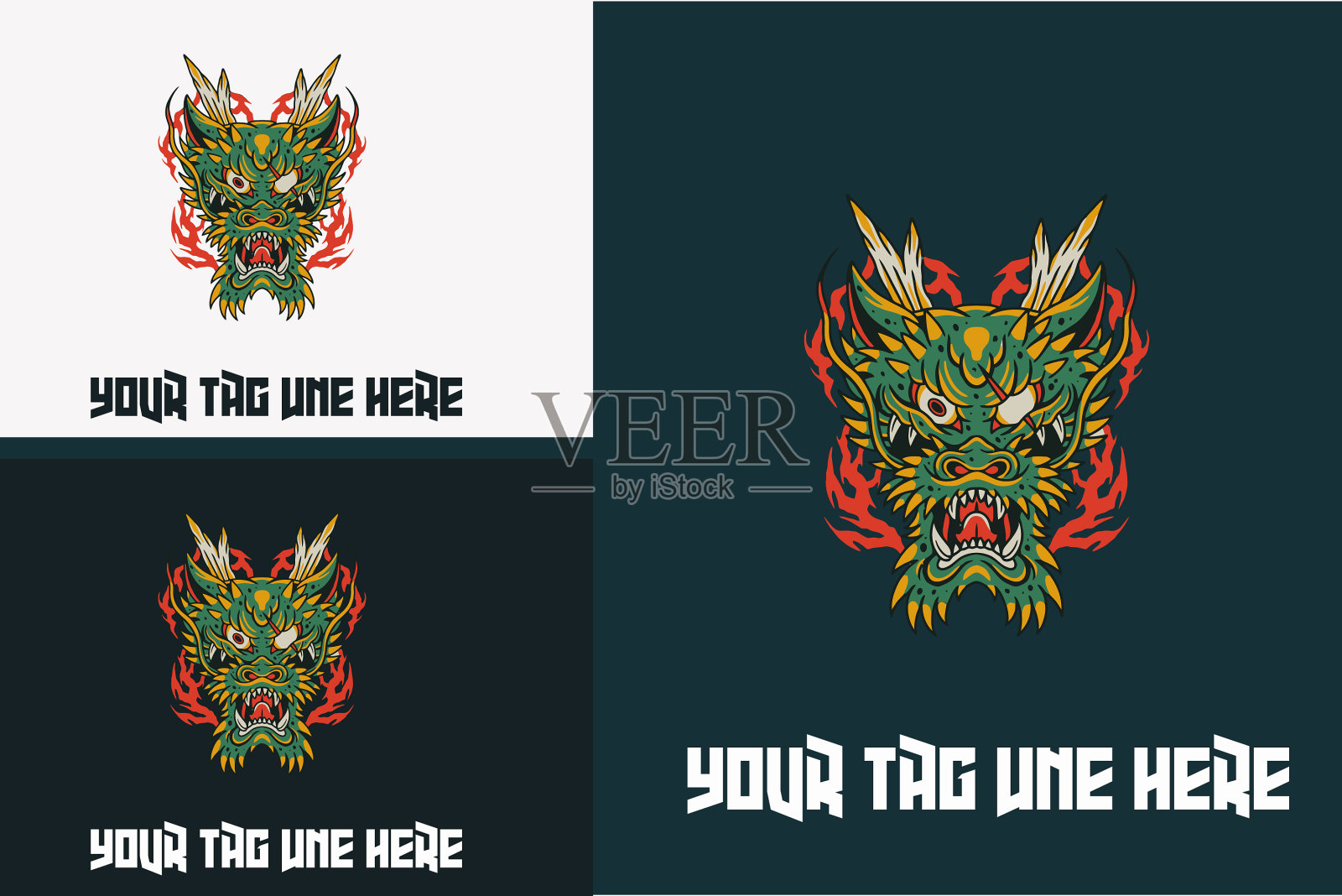 标志设计的头部抽象龙插画图片素材