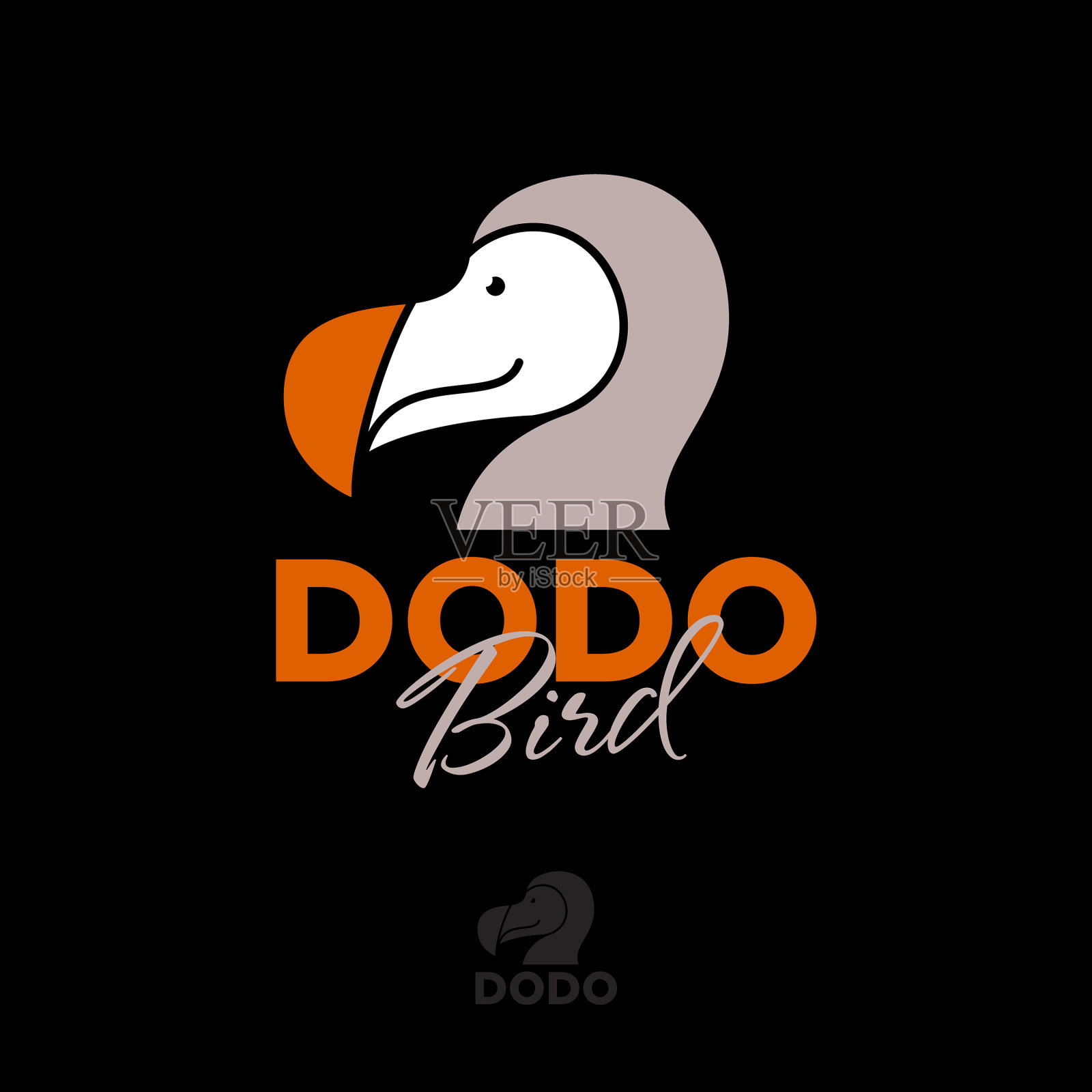 渡渡鸟已灭绝，标本鸟平徽插画图片素材