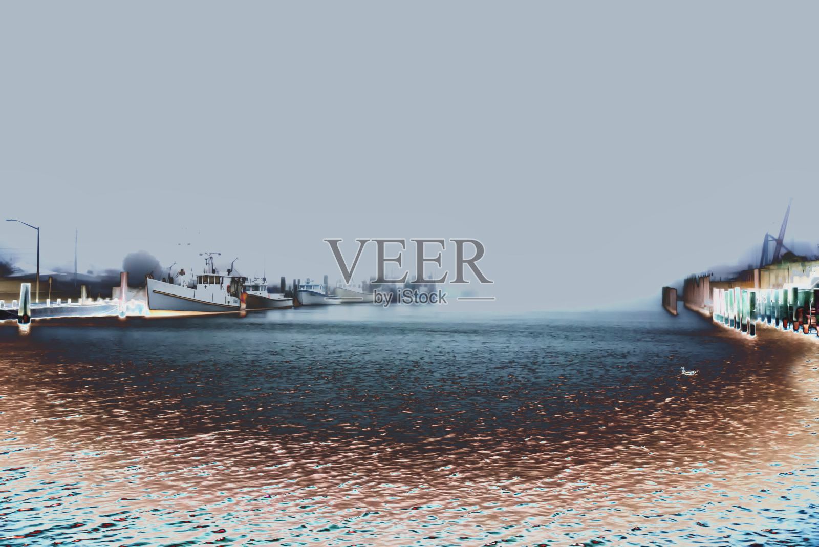 渔船队色彩处理照片摄影图片